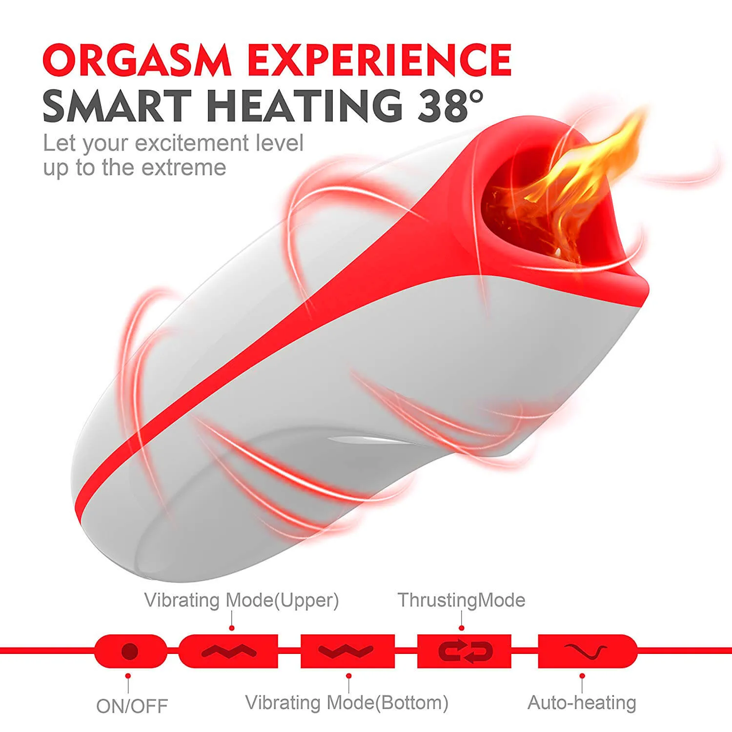 10 Powerful Vibrations Deep Throat Masturbator Smart Heating Waterproof Oral Cup