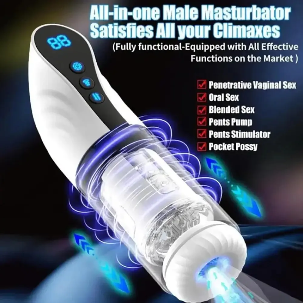 7.1IN Deep Automatic 9 Thrusting 9 Sucking Rotation Male Masturbator