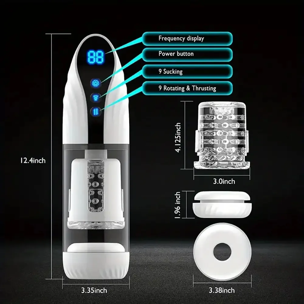 7.1IN Deep Automatic 9 Thrusting 9 Sucking Rotation Male Masturbator