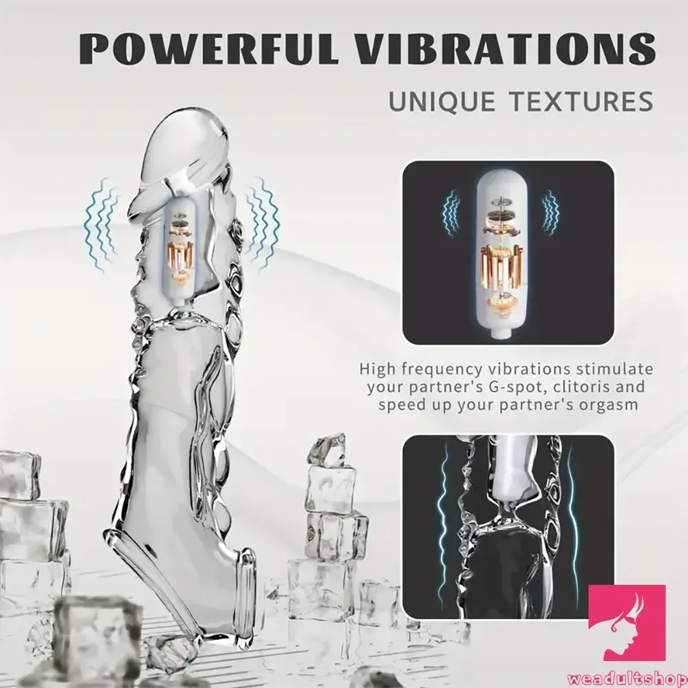 8.6in Vibrating Dildo Sleeve Silicone Soft Cock Enlargement Love Toy