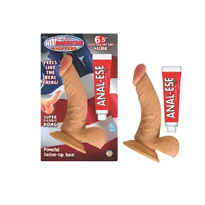 All American Whoppers 6.5 in. Curved Dong with Balls   Cherry Anal-Ese