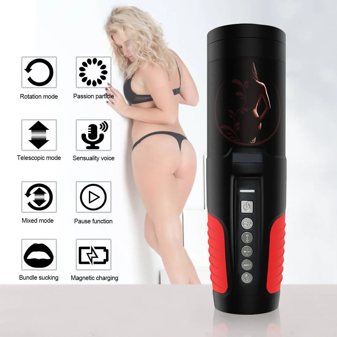 Auto Rotation 10 Sounds Vaginal Suction Cup Rechargeable Male Masturbator