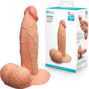 B-Vibe Slipskin Realistic Silicone Dildo- 6 Girthy Mocha