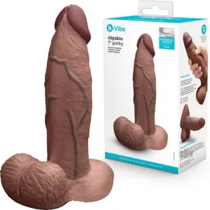 B-Vibe Slipskin Realistic Silicone Dildo- 7 Girthy Brown