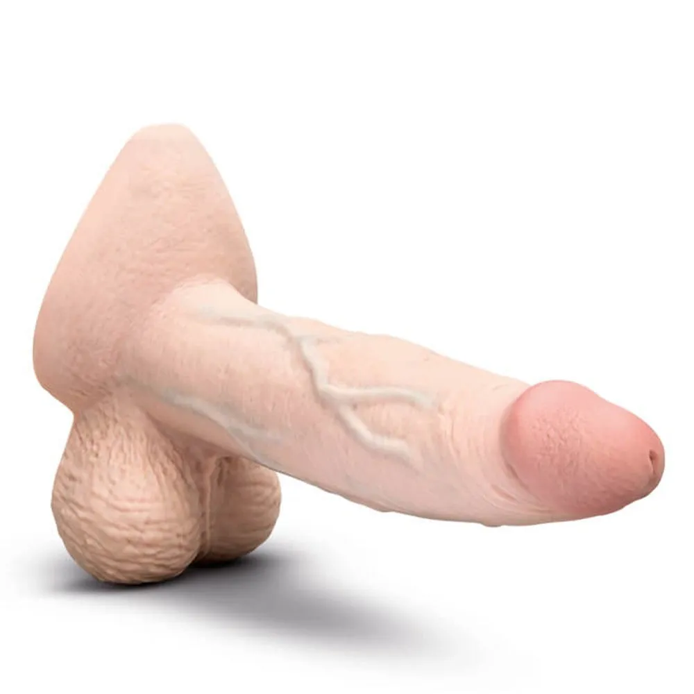 B-Vibe Slipskin Realistic Silicone Dildo- 7 Girthy Cream