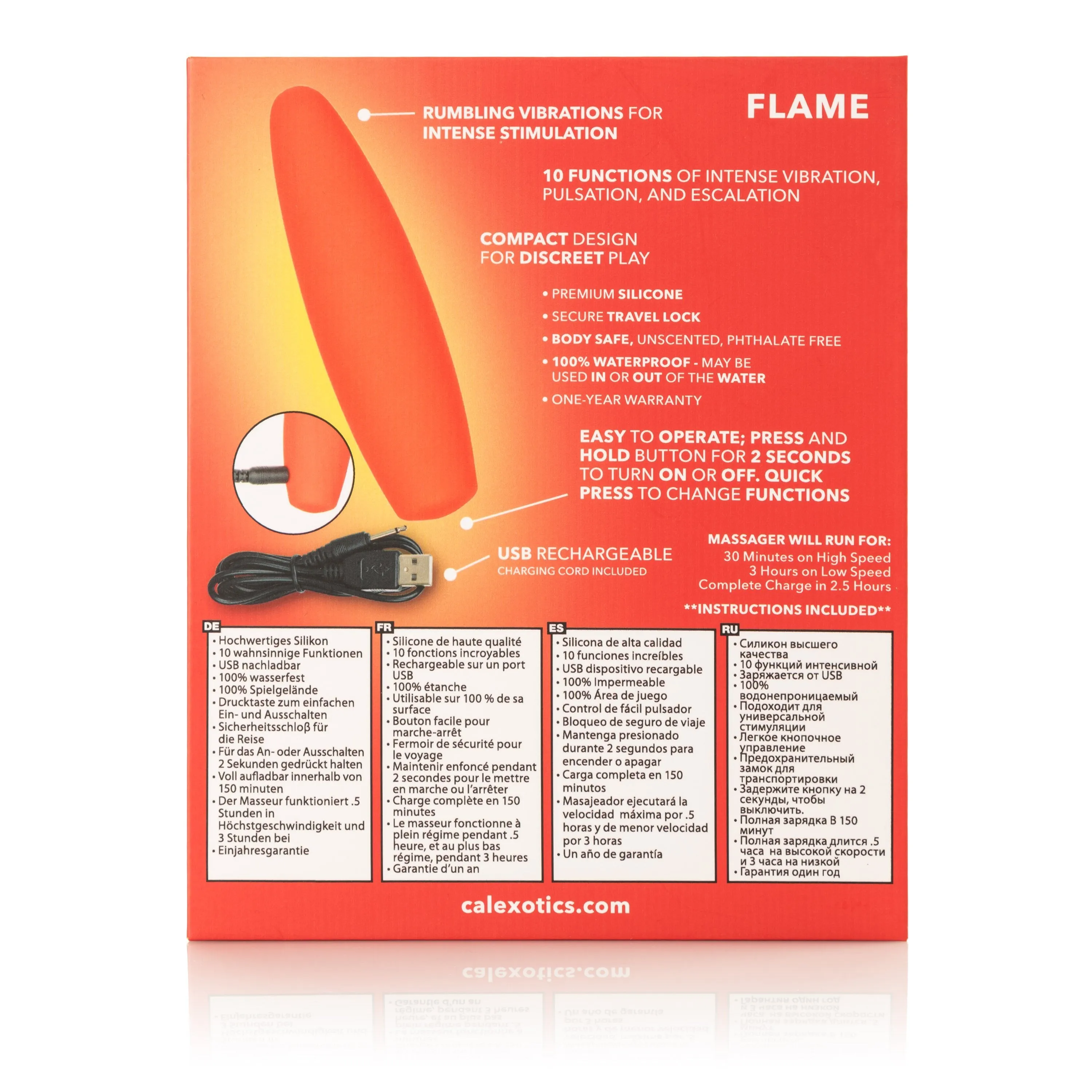 California Exotics - Red Hot Flame Rechargeable Bullet Vibrator (Red)
