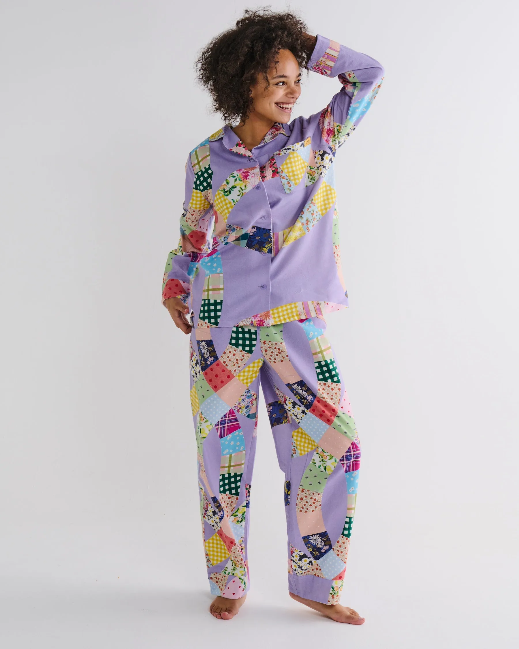 Cosy Cabin Flannelette Adult Long Sleeve Shirt & Pant Pyjama Set