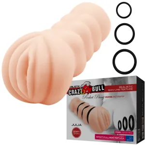 Crazy Bull Julia Realistic 3D Vagina Male Masturbator & 3 Tightness Rings Stroker