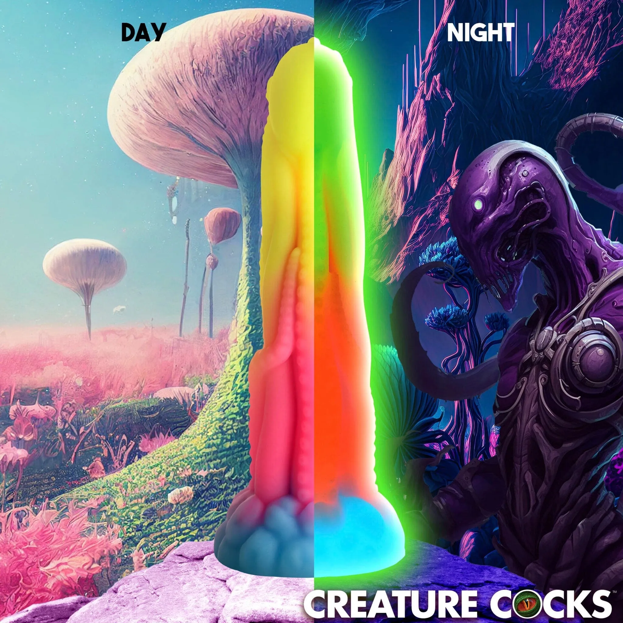 Creature Cocks Tenta-Glow Glow-In-The-Dark Silicone Dildo
