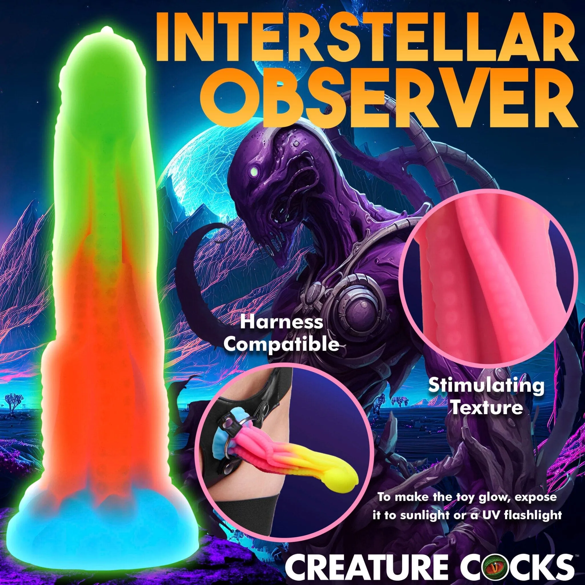Creature Cocks Tenta-Glow Glow-In-The-Dark Silicone Dildo