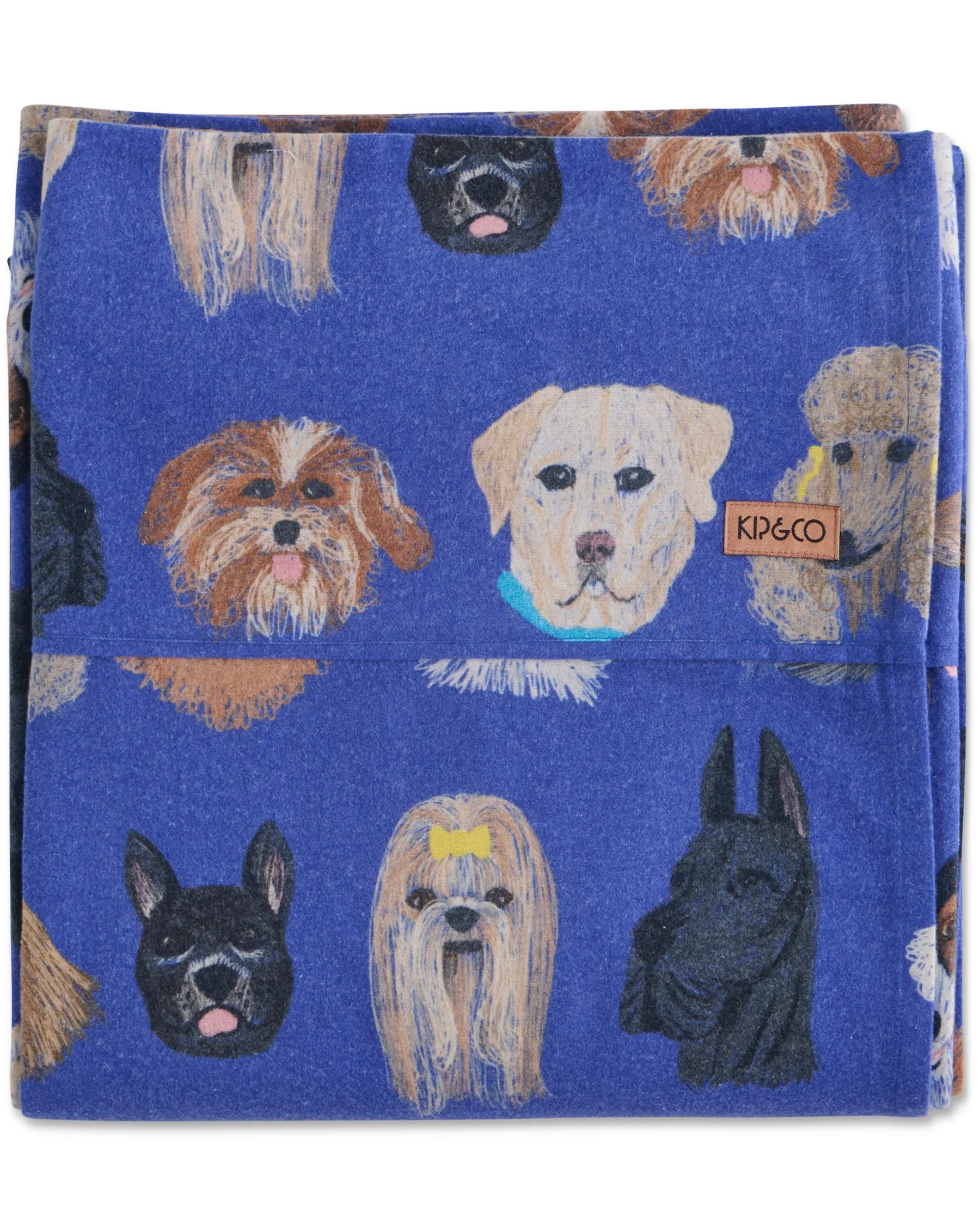Dog Park Blue Flannelette Flat Sheet
