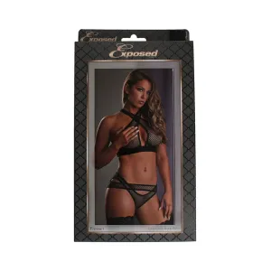 Fishnet Criss Cross Bra & Panty Black Sm