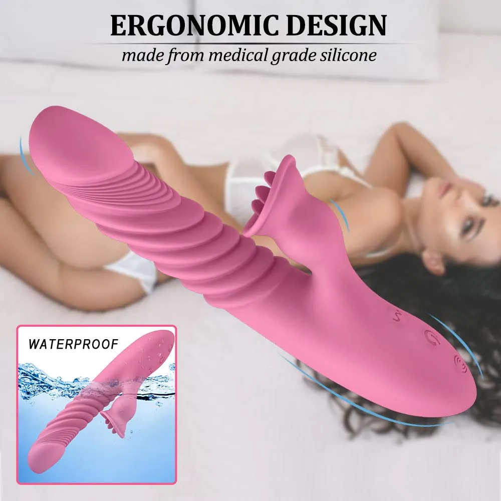 G-Spot Vibrator For Women Tongue Sucking Vibrating Dildo