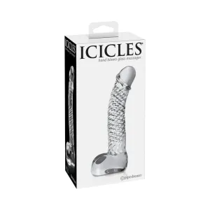 Icicles No. 61 Curved Textured 6.5 in. Glass Dildo Clear