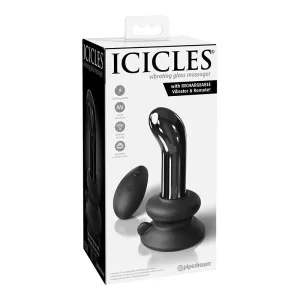 Icicles No. 84 Vibrating Curved Glass Massager With Suction Cup Black