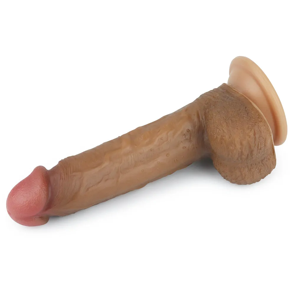 Lovetoy Nature Cock 8.5 Dual Layered Platinum Silicone Dildo Brown