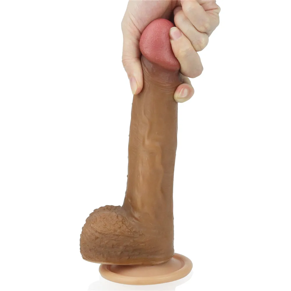 Lovetoy Nature Cock 8.5 Dual Layered Platinum Silicone Dildo Brown
