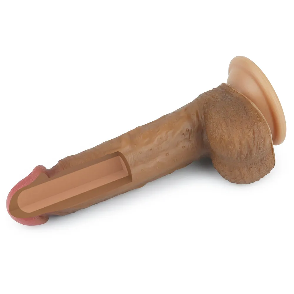 Lovetoy Nature Cock 8.5 Dual Layered Platinum Silicone Dildo Brown