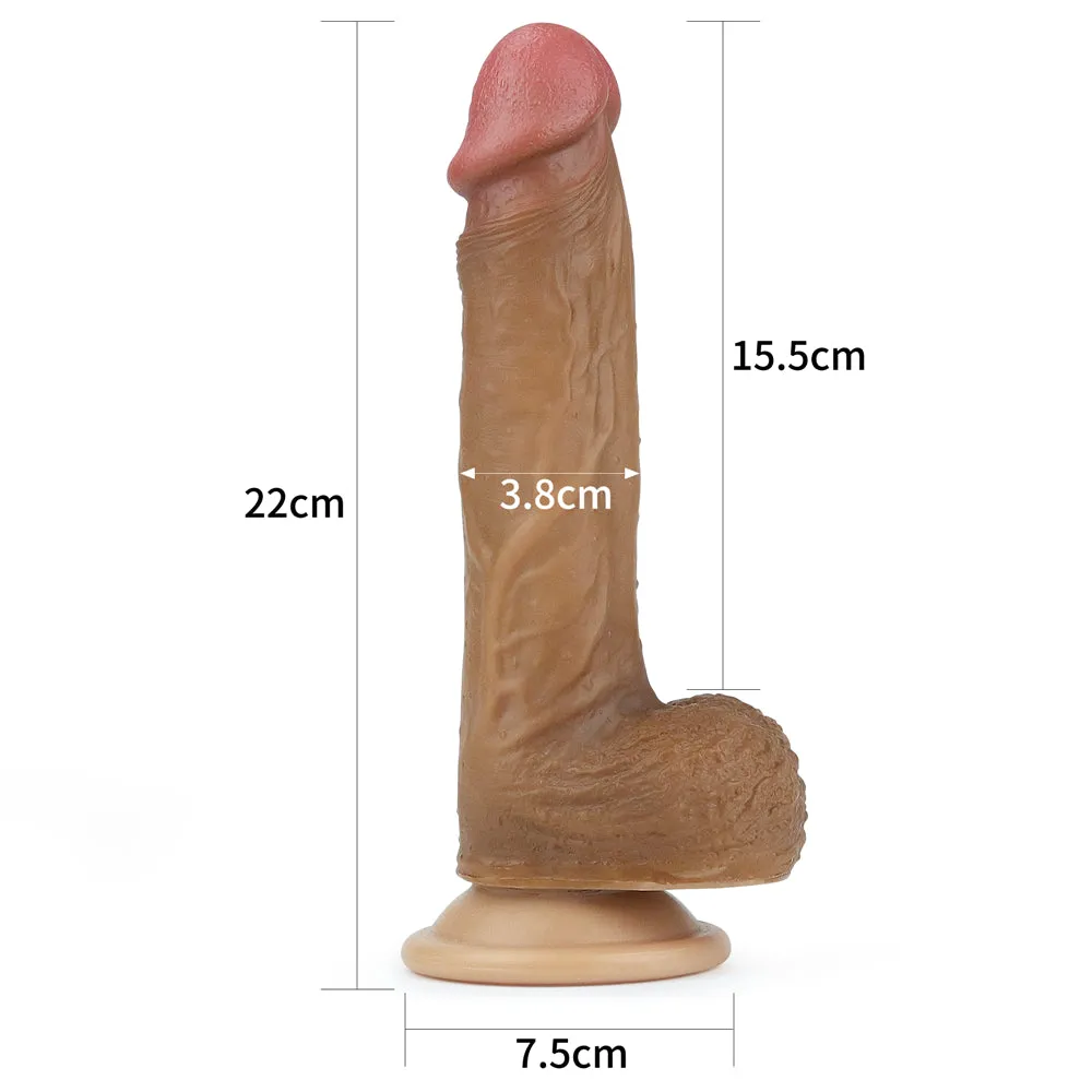 Lovetoy Nature Cock 8.5 Dual Layered Platinum Silicone Dildo Brown