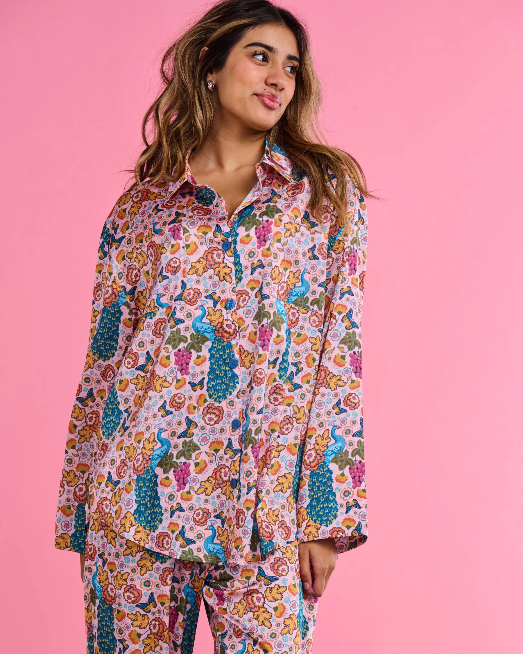 Lyon Eco Satin Long Sleeve Shirt & Pant Pyjama Set