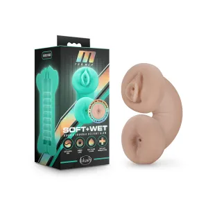 M for Men Soft   Wet Double Trouble Glow in the Dark Self-Lubricating Stroker Beige
