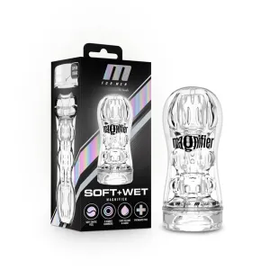 M for Men Soft   Wet Magnifier Self-Lubricating See-Through Stroker Clear
