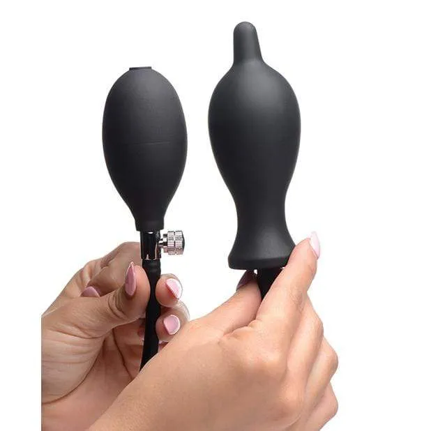 Master Series - Dark Inflator Inflatable Silicone Anal Plug (Black)
