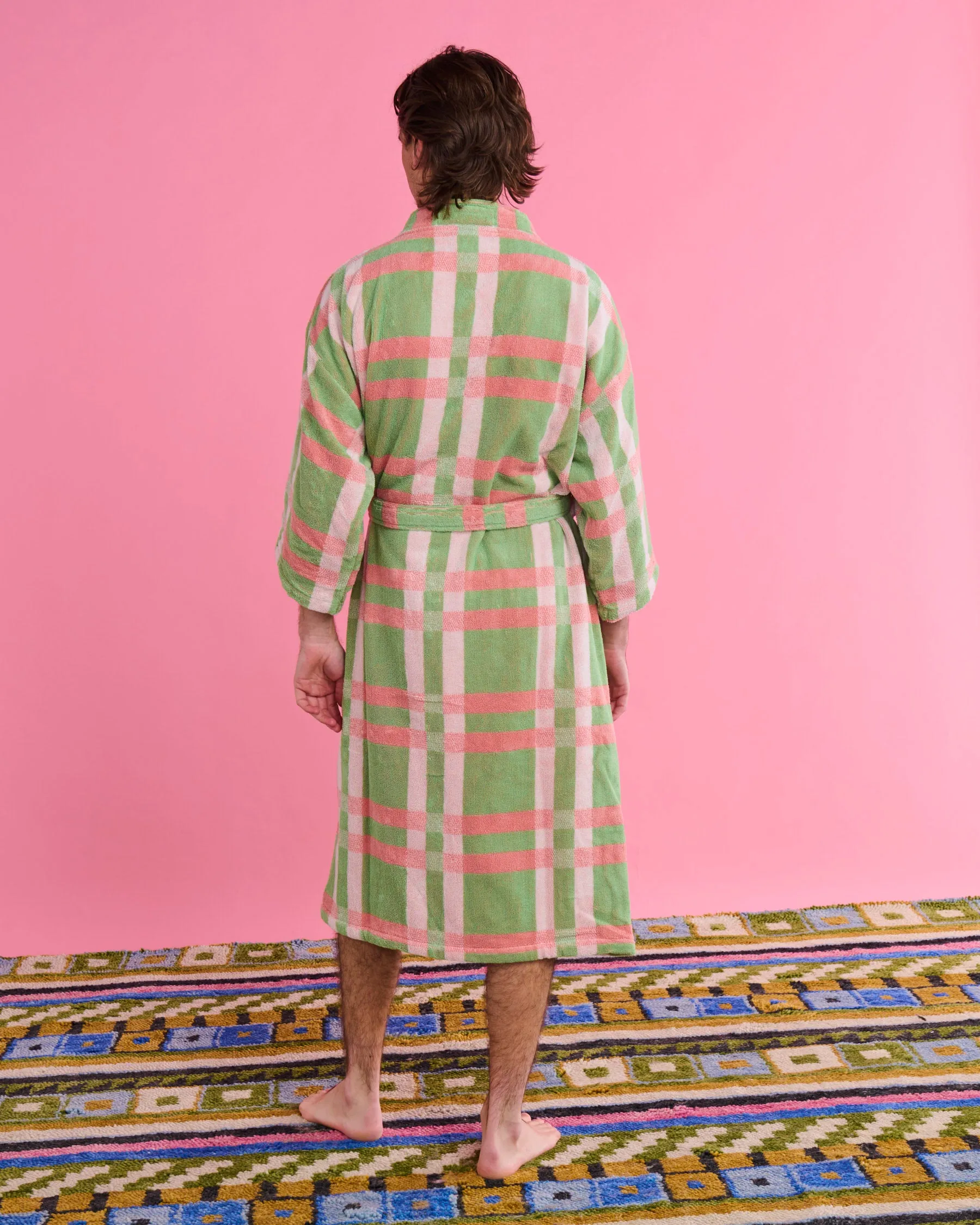 Pistachio Tartan Terry Bath Robe