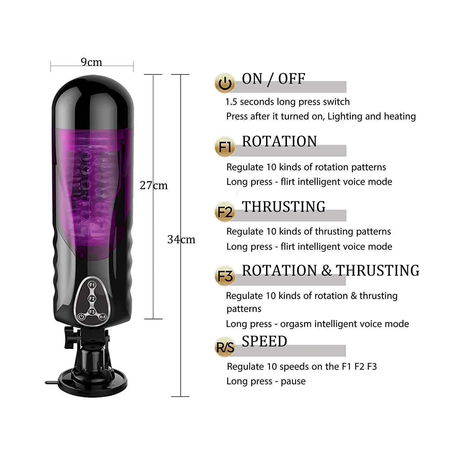 Realistic Auto Male Penis Masturbator Rotation Heating Vocal