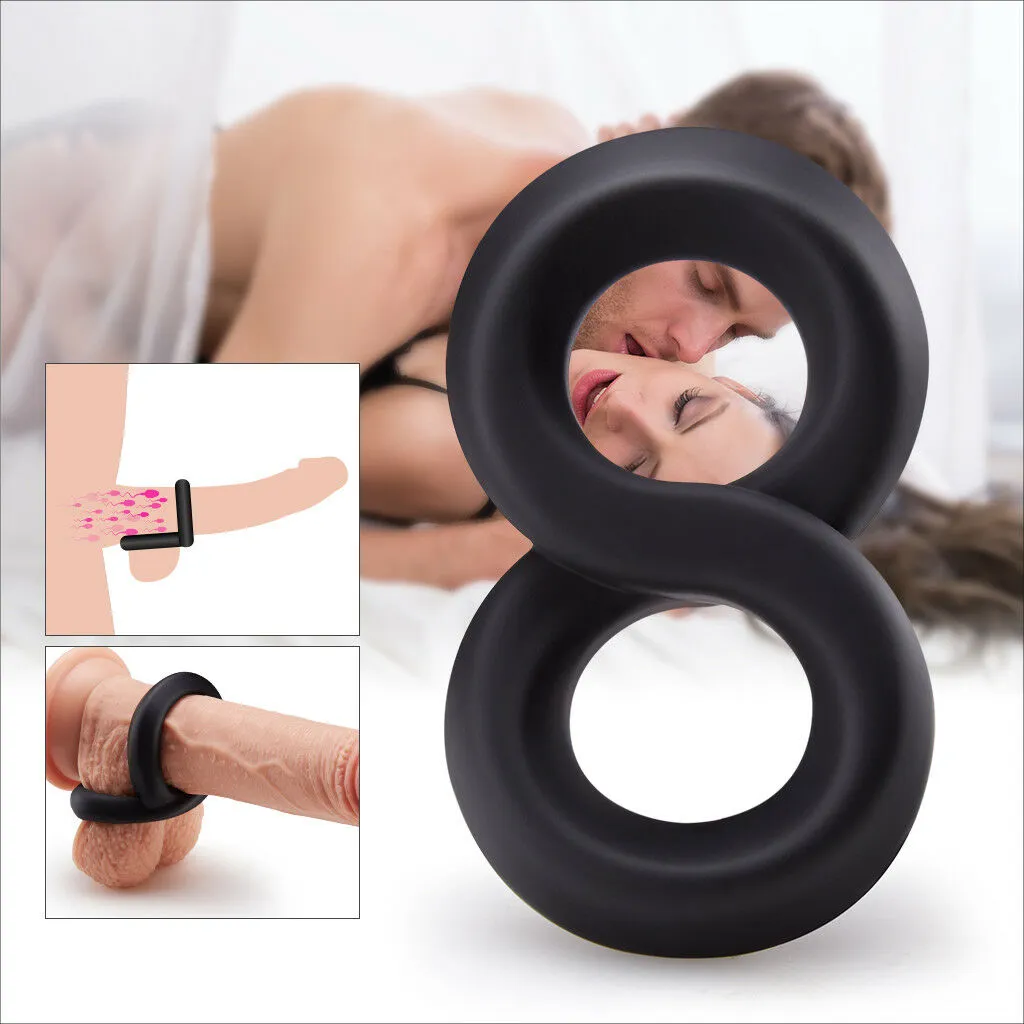 Silicone Double Penis Rings For Men Harder Ejaculation Adult Sex Toy