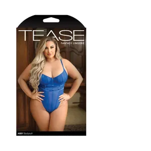 Tease Abby Bodysuit With Structured Elastic Detail. Thong-cut Back And Snap Closure Cobalt Blue 1x/2