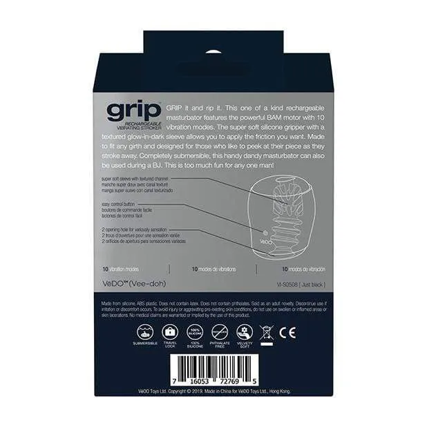 VeDO - Grip Rechargeable Vibrating Soft Stroker (Just Black)