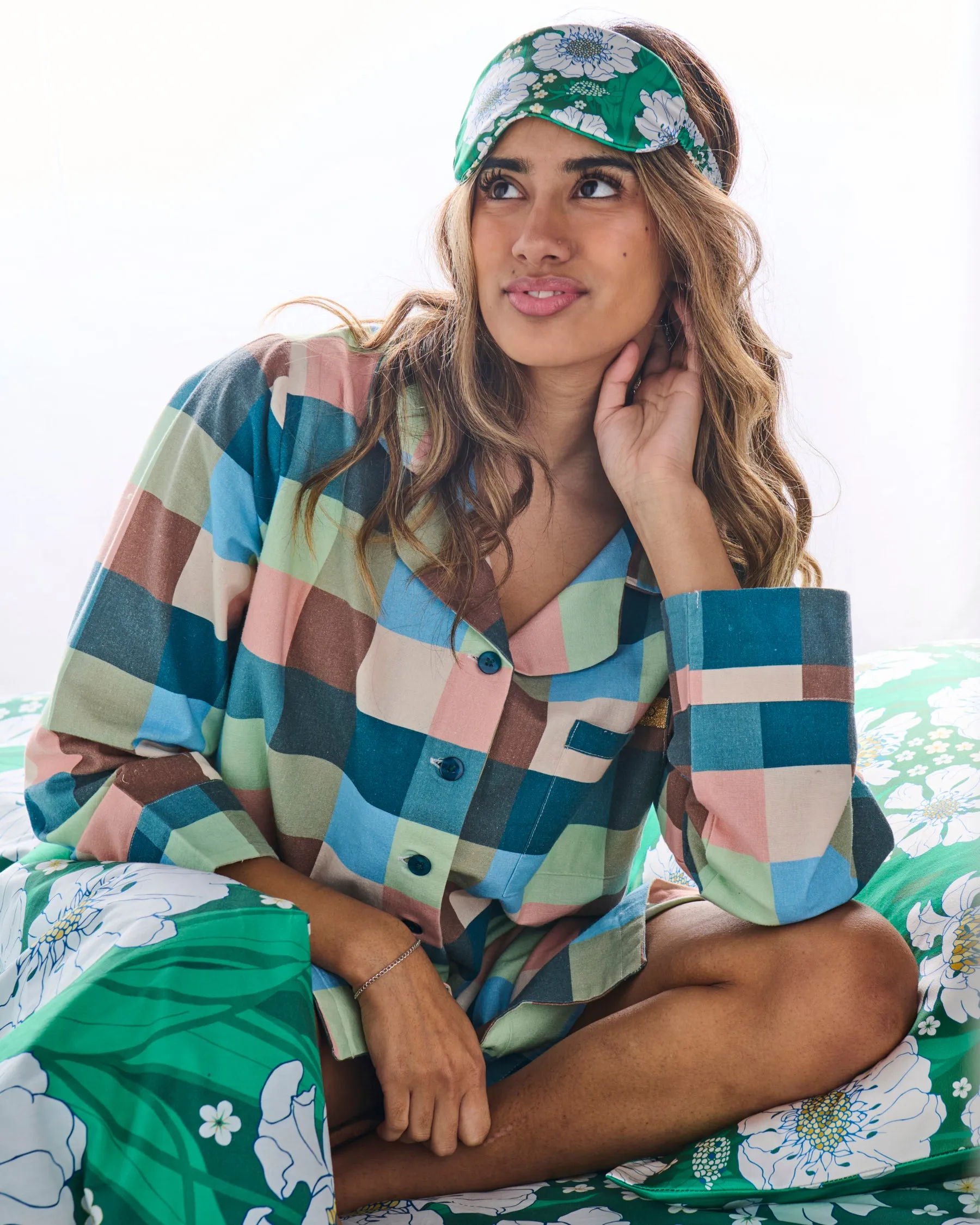 Woodlands Tartan Adult Flannelette Long Sleeve Button Up Nightie